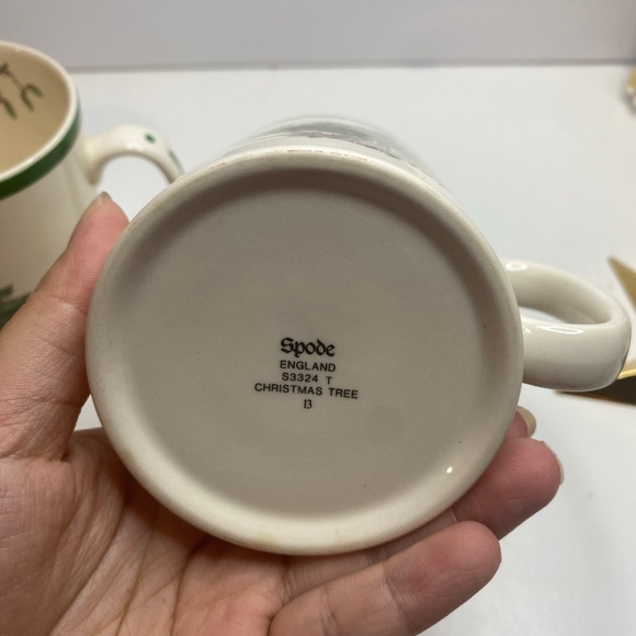 set Of 2 Spode, England CHRISTMAS TREE S3324 Cocoa Coffee Tea Mug, 3 1/4" - Picture 10 of 12